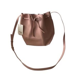 Kayla+ Ava Blush Vegan Leather Bucket Bag Crossbody Drawstring Minimalist
